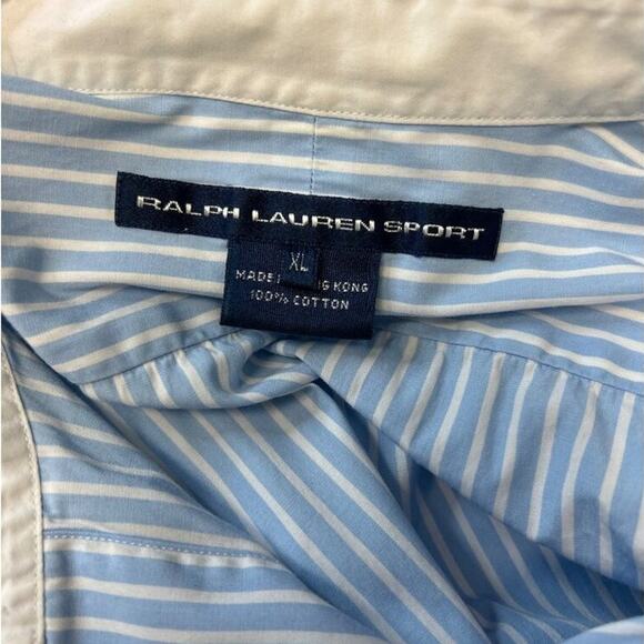Ralph Lauren Blue and White Striped Button Down Shirt - Picture 5 of 9